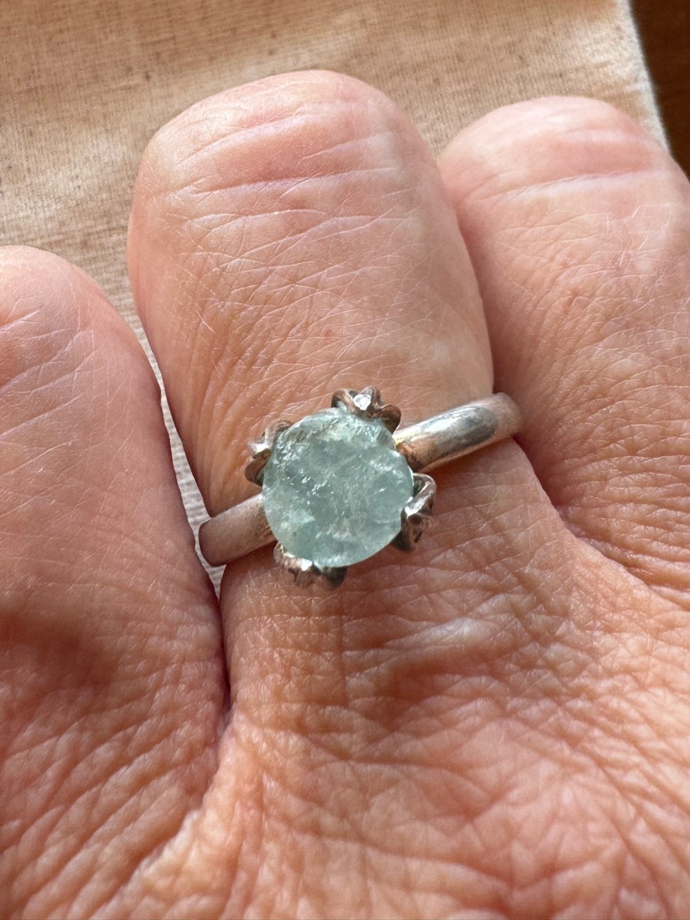 Raw Aquamarine silver ring